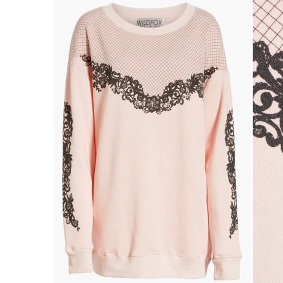 Wildfox Chantilly Lace Roadtrip Sweatshirt Sweater Oversized Small Like New RARE - Picture 5 of 5